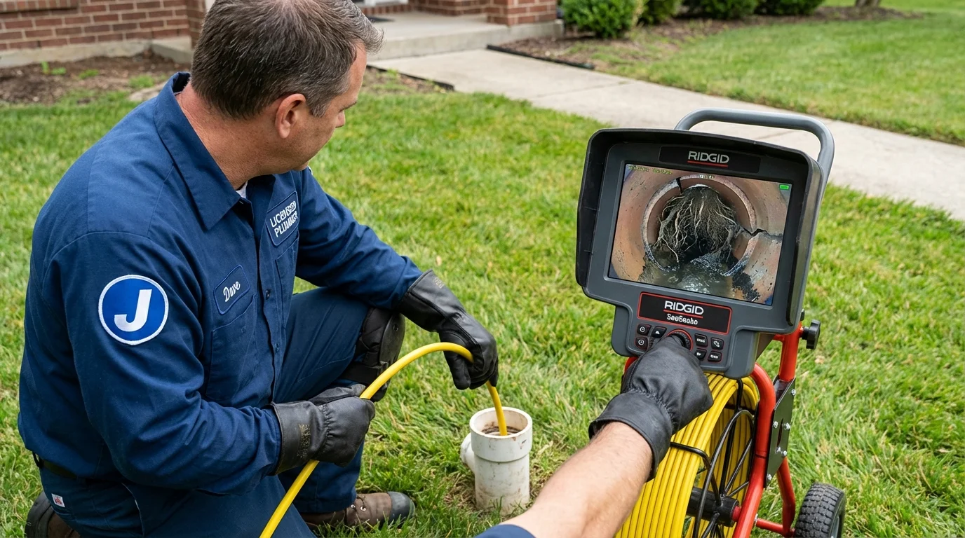 Sewer camera inspection being performed by Johns Plumbing LLC in Salisbury